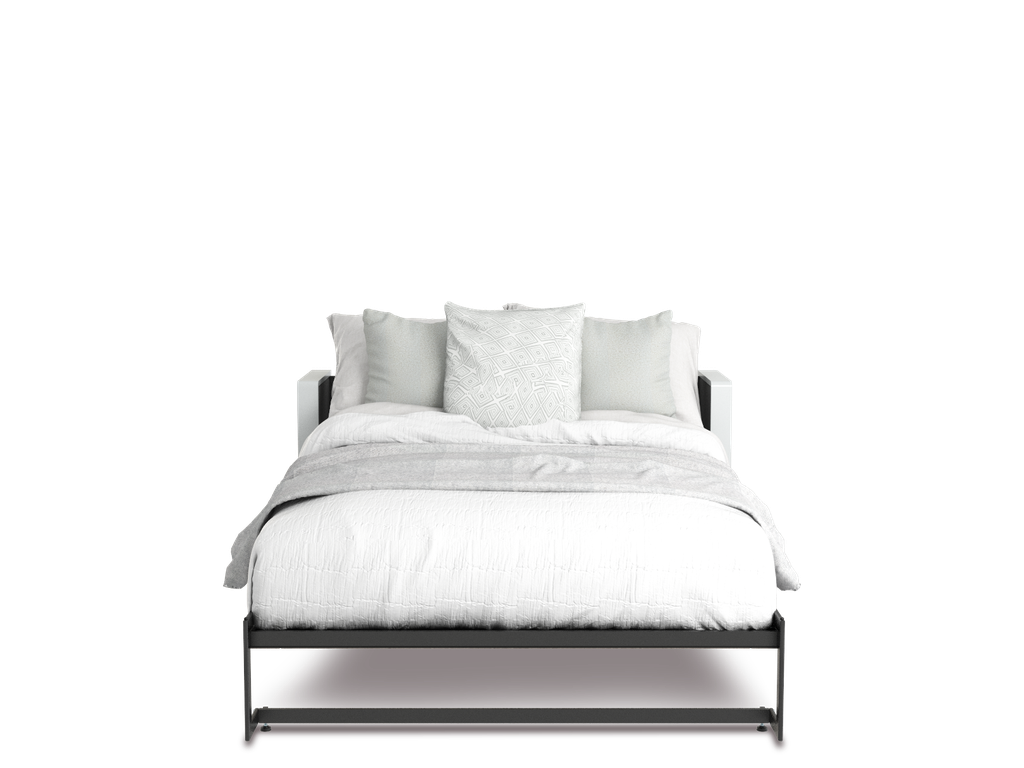 Esentelle base de cama individual con laminado de madera color concreto // MS