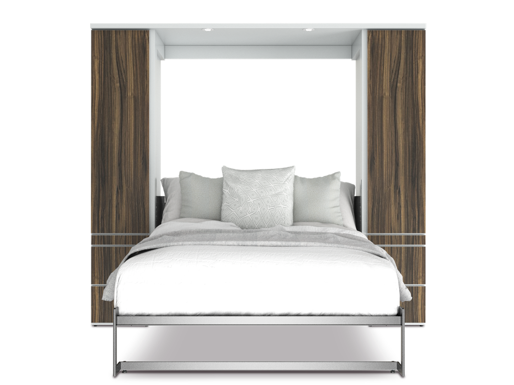 Shubuya cama abatible, closet y mesa matrimonial con laminado de madera color tzalam // MS