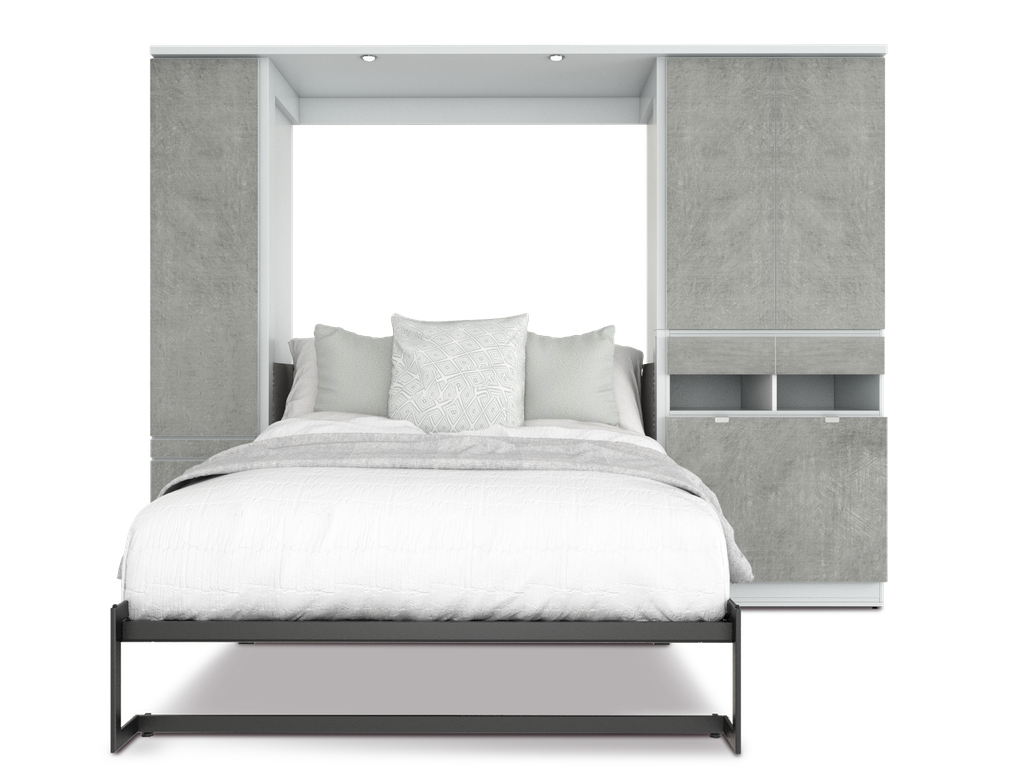 Todden conjunto de cama abatible,clóset,sofá y mesa matrimonial laminado de madera color concreto // MS