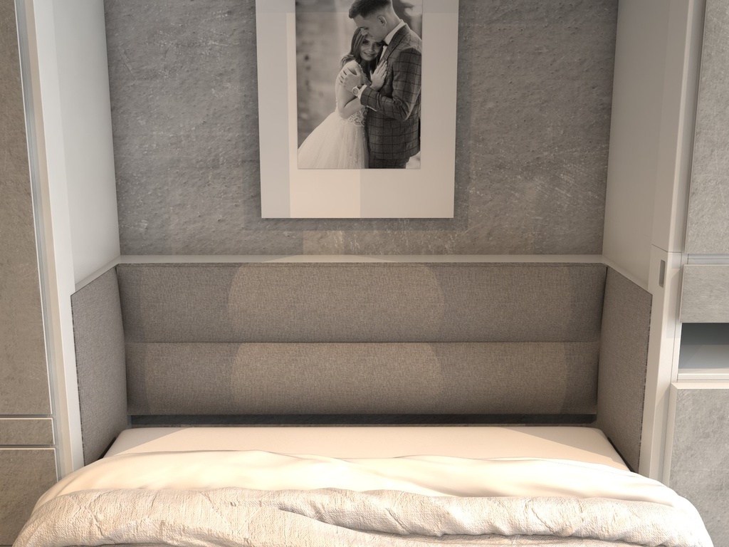 Todden conjunto de cama abatible,clóset,sofá y mesa queen size laminado de madera color concreto // MS