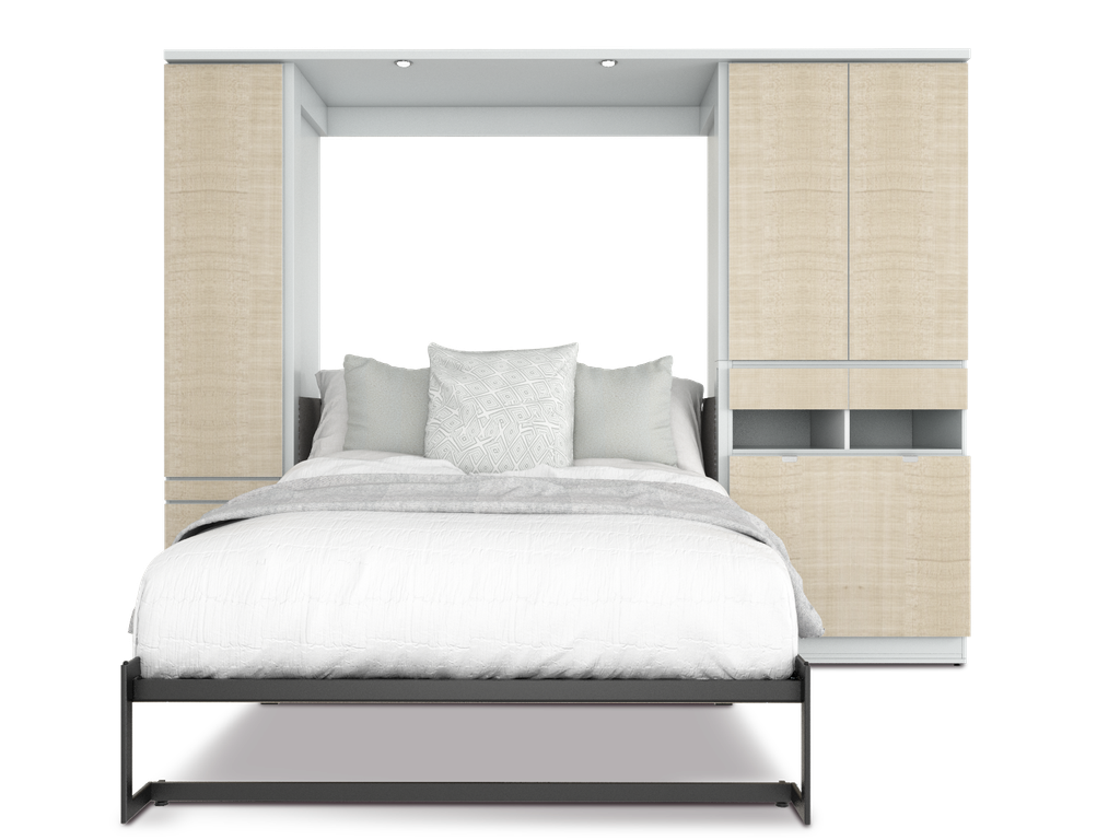 Todden conjunto de cama abatible,clóset,sofá y mesa queen size laminado de madera color lino // MS