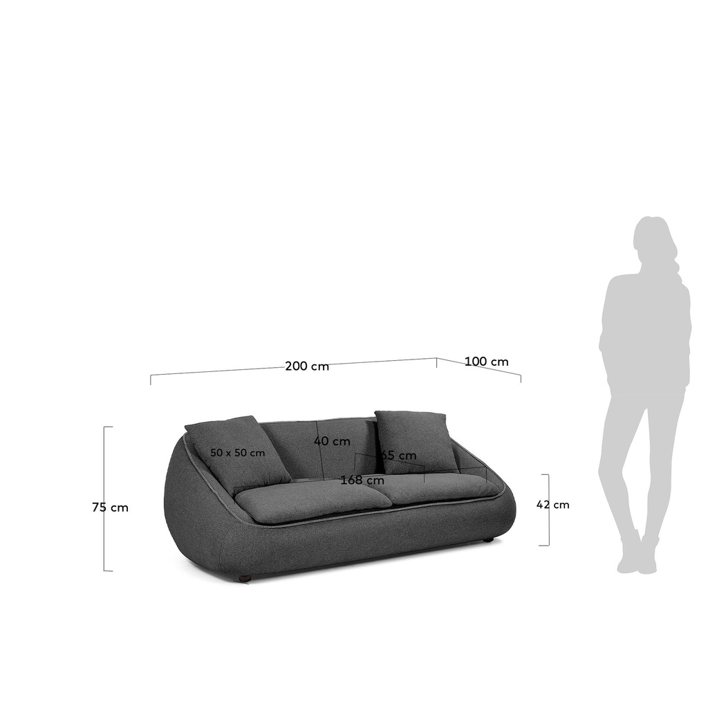 Safira sofa 3 plazas gris oscuro
