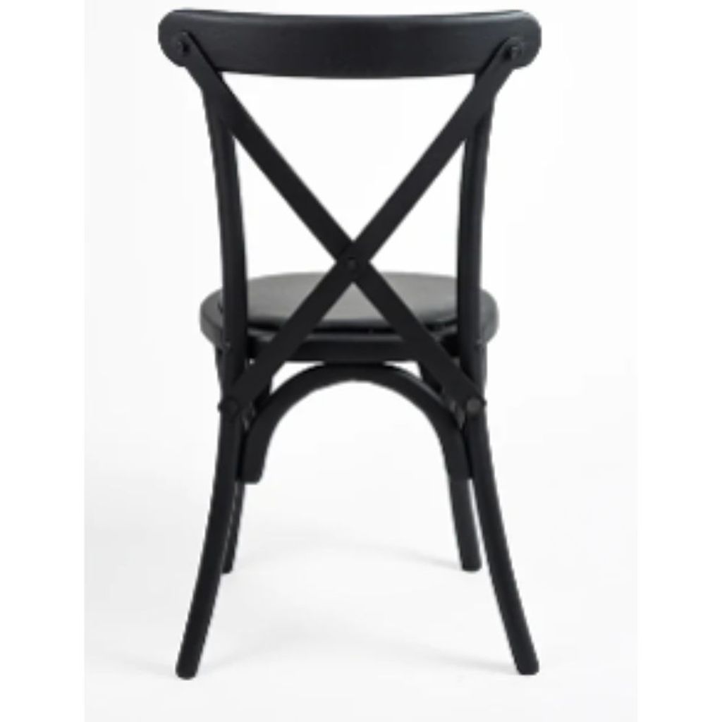 Cross back silla negra laqueada con asiento de vinipiel 100% pino // MP_19420
