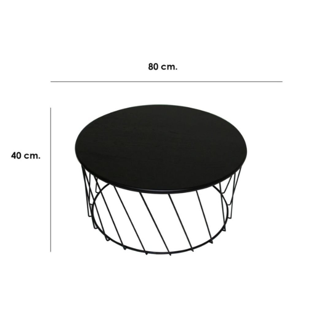 Lupita mesa de centro cubierta de madera negra // MP_20199