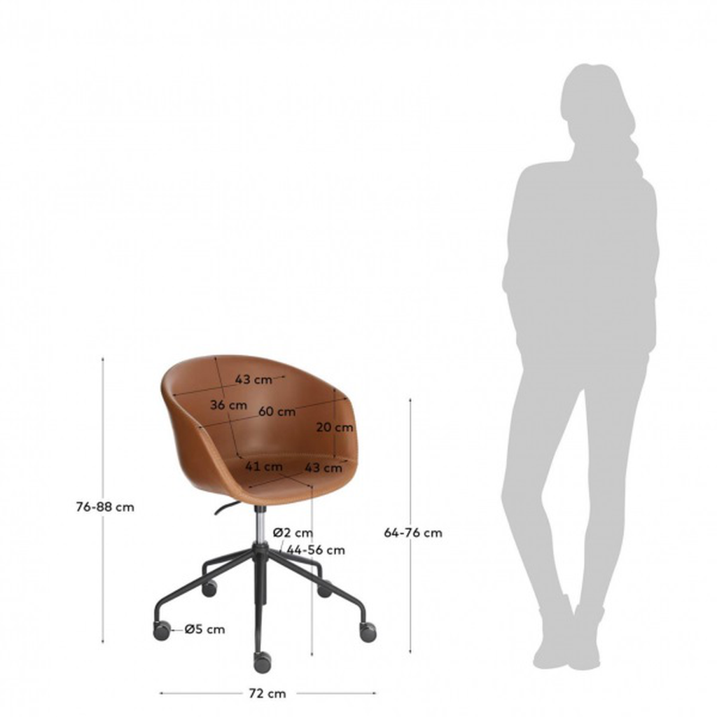Zadine silla de oficina piel sintética marrón // KH_19564