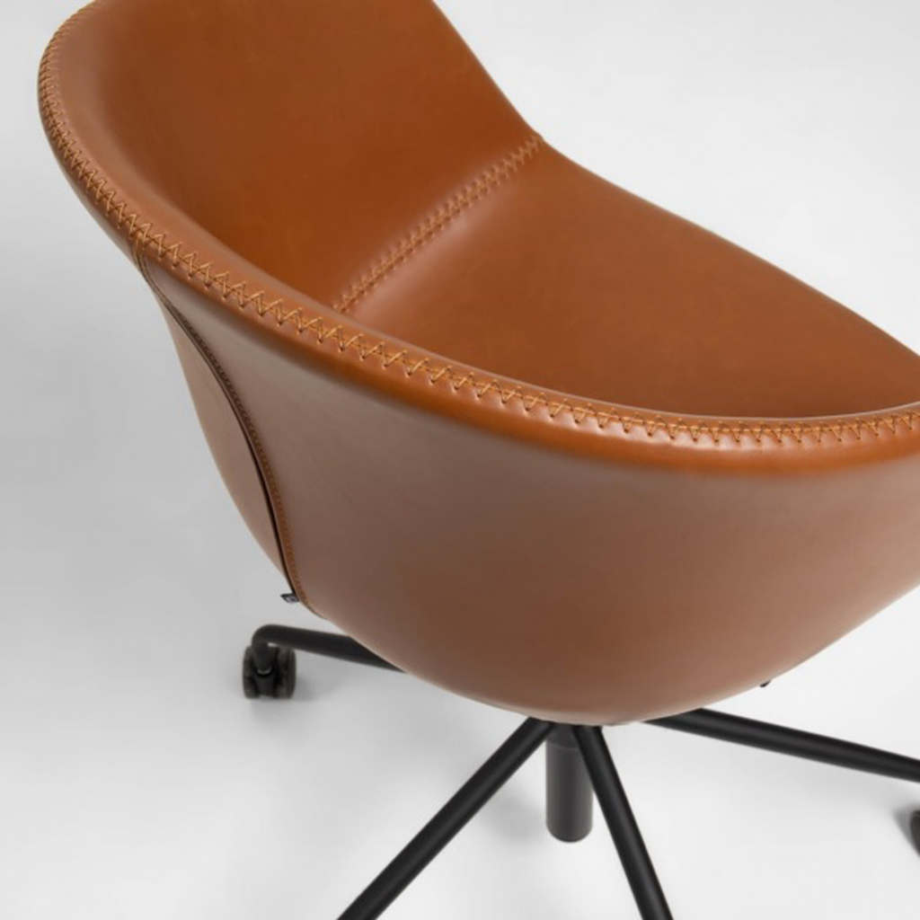 Zadine silla de oficina piel sintética marrón // KH_19565