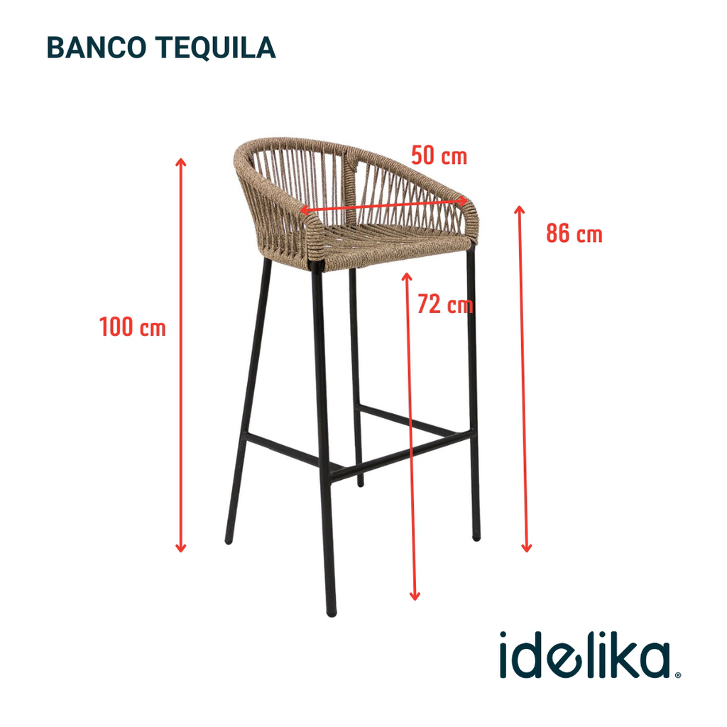 Tequila banco metal negro cuerda beige // Exterior techado_27237