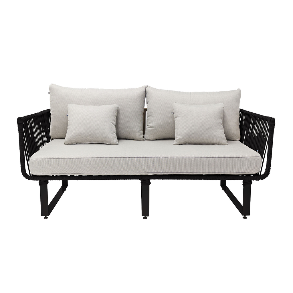 Vallarta love seat acero galvanizado negro, textilene y loneta // Exterior 100%_30663