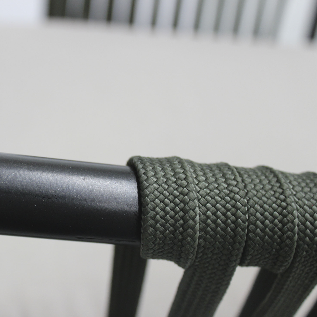 Merida silla acero galvanizado negro y textilene color verde militar con cojin // Exterior 100 %_30733