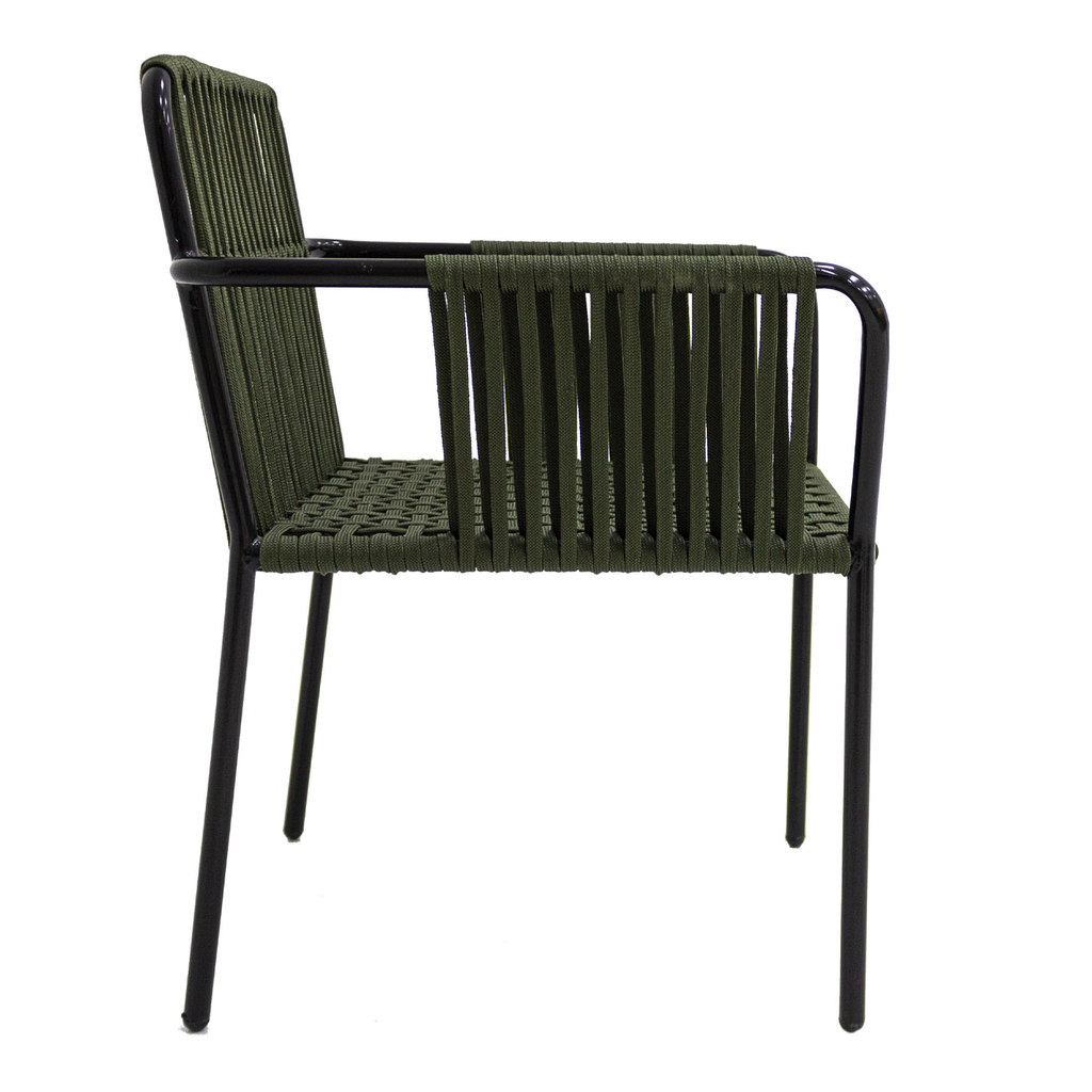 Merida silla acero galvanizado negro y textilene color verde militar con cojin // Exterior 100 %_30734