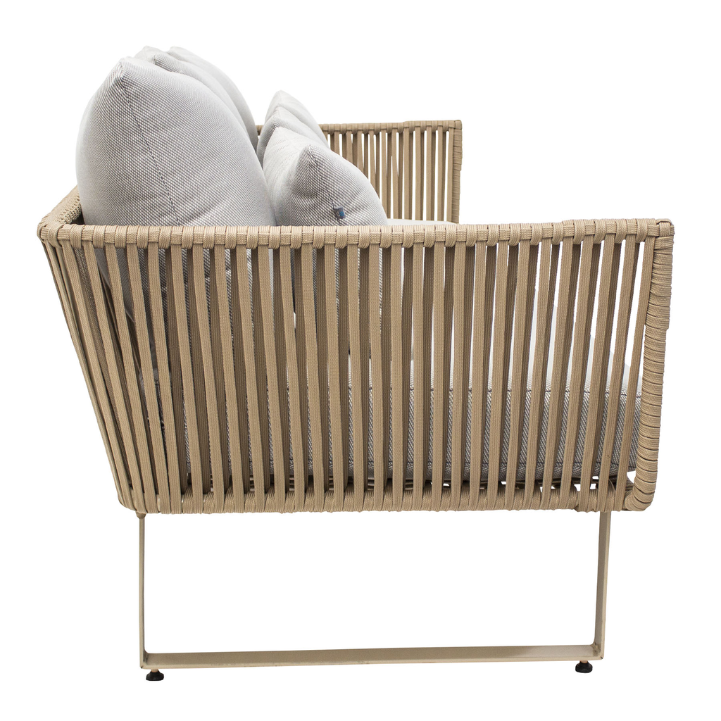 Vallarta sofa metal beige cuerda beige cojinería en tela curri // Exterior techado_30864