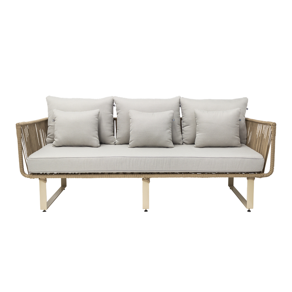 Vallarta sofa metal beige cuerda beige cojinería en tela curri // Exterior techado_30865