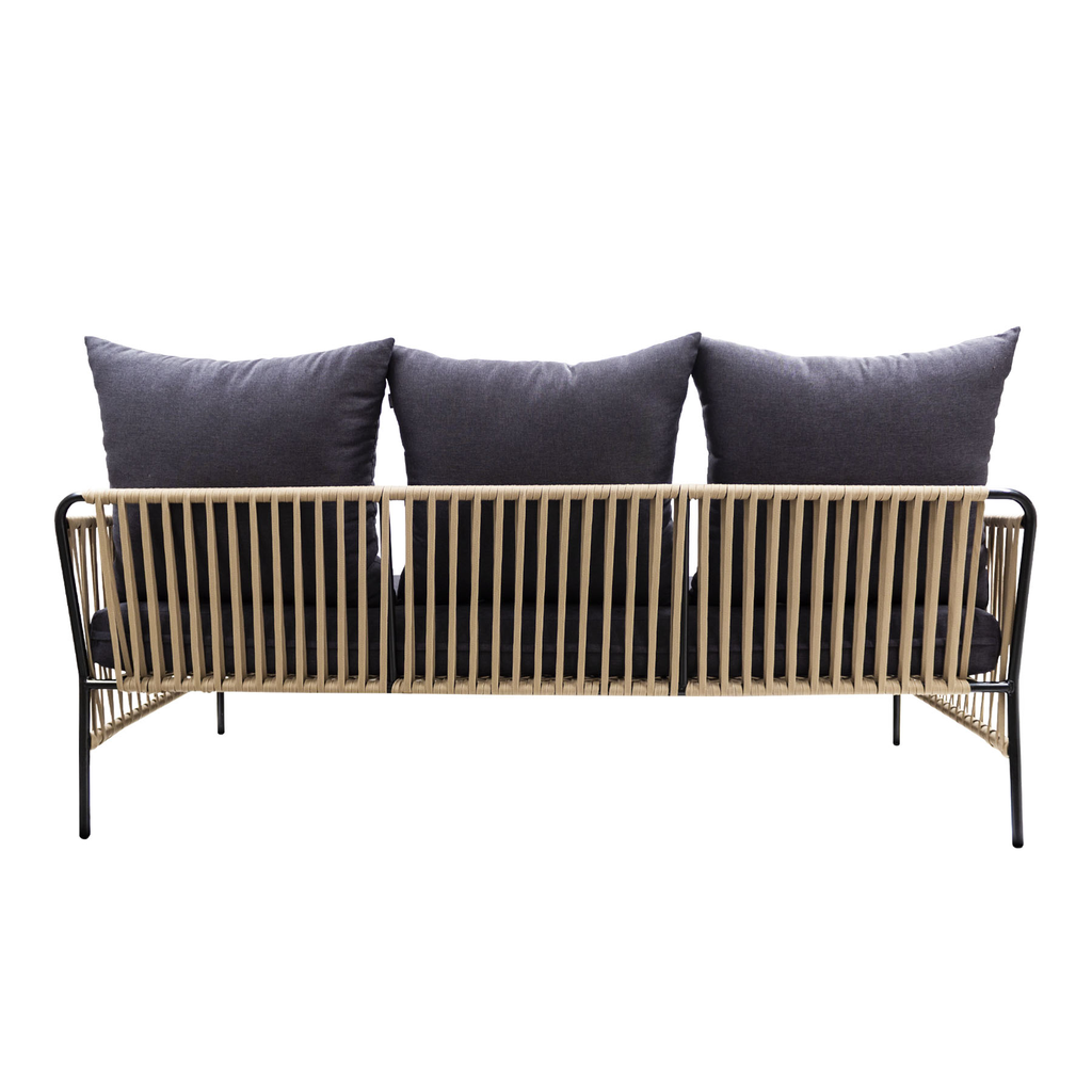 Chetumal sofa metal negro cuerda negra cojinería en tela curri // Exterior techado_31056