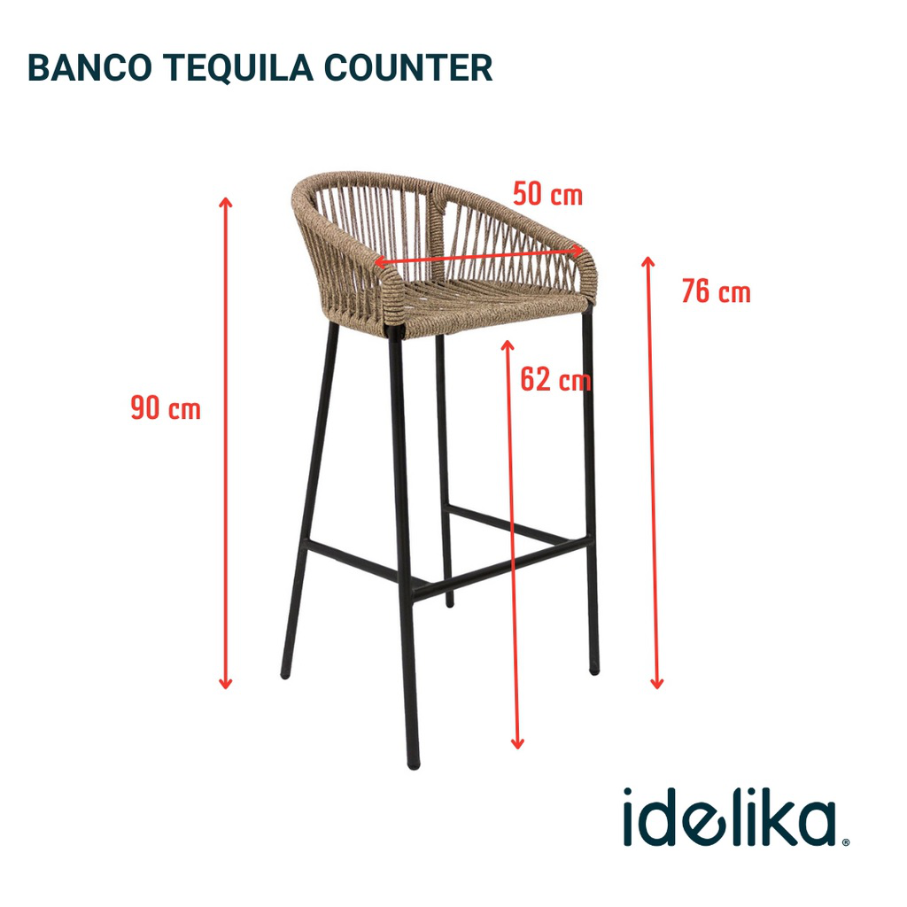 Tequila banco acero galvanizado negro textilene gris // Exterior 100%_31233