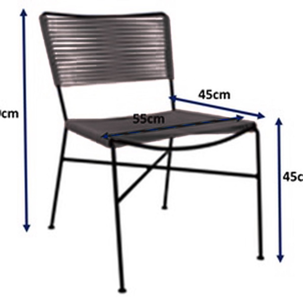 Caleta silla acero galvanizado negro cuerda textilene negra o en color elegir // Exterior 100%_31419