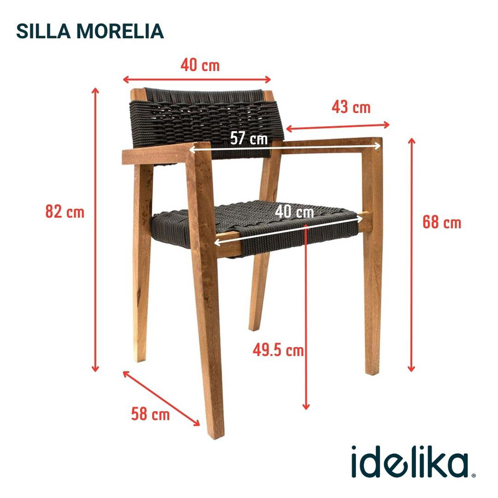 Morelia silla madera acero galvanizado beige cuerda textilene beige // Exterior 100%_31462