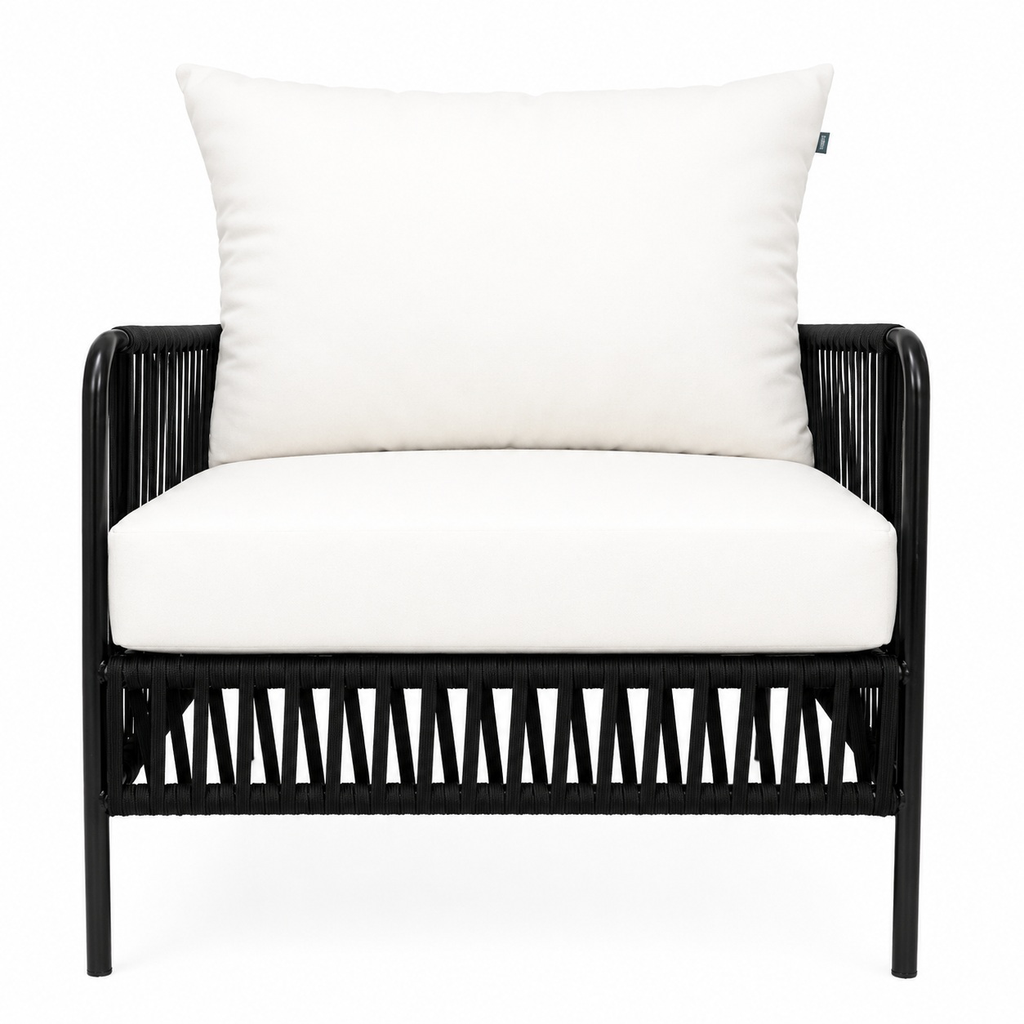 Chetumal sillón metal negro cuerda negra tela loneta antidecoloración // Exterior techado_31479