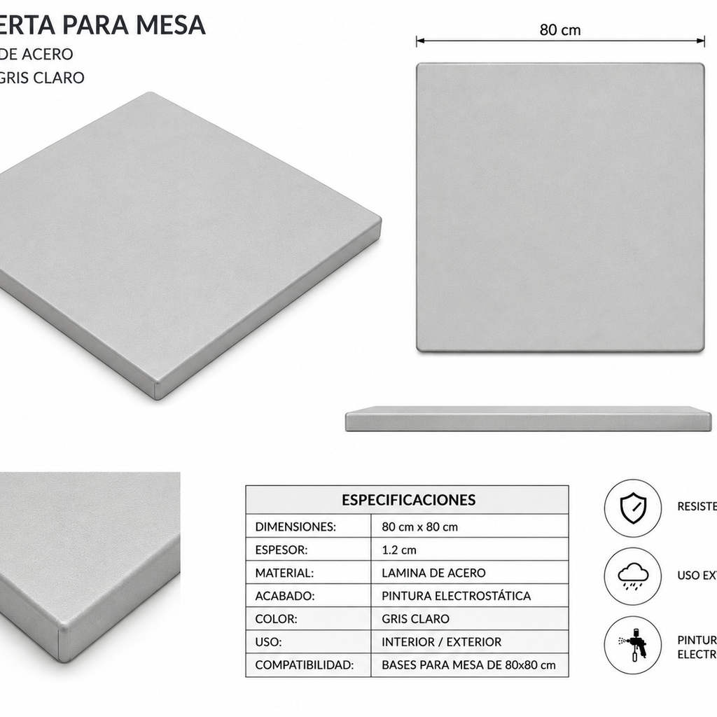 Cubierta metálica 80 x 80 gris claro // Exterior techado_31813