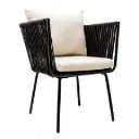 Chetumal silla metal negro cuerda negra cojinería en tela curri // Exterior techado