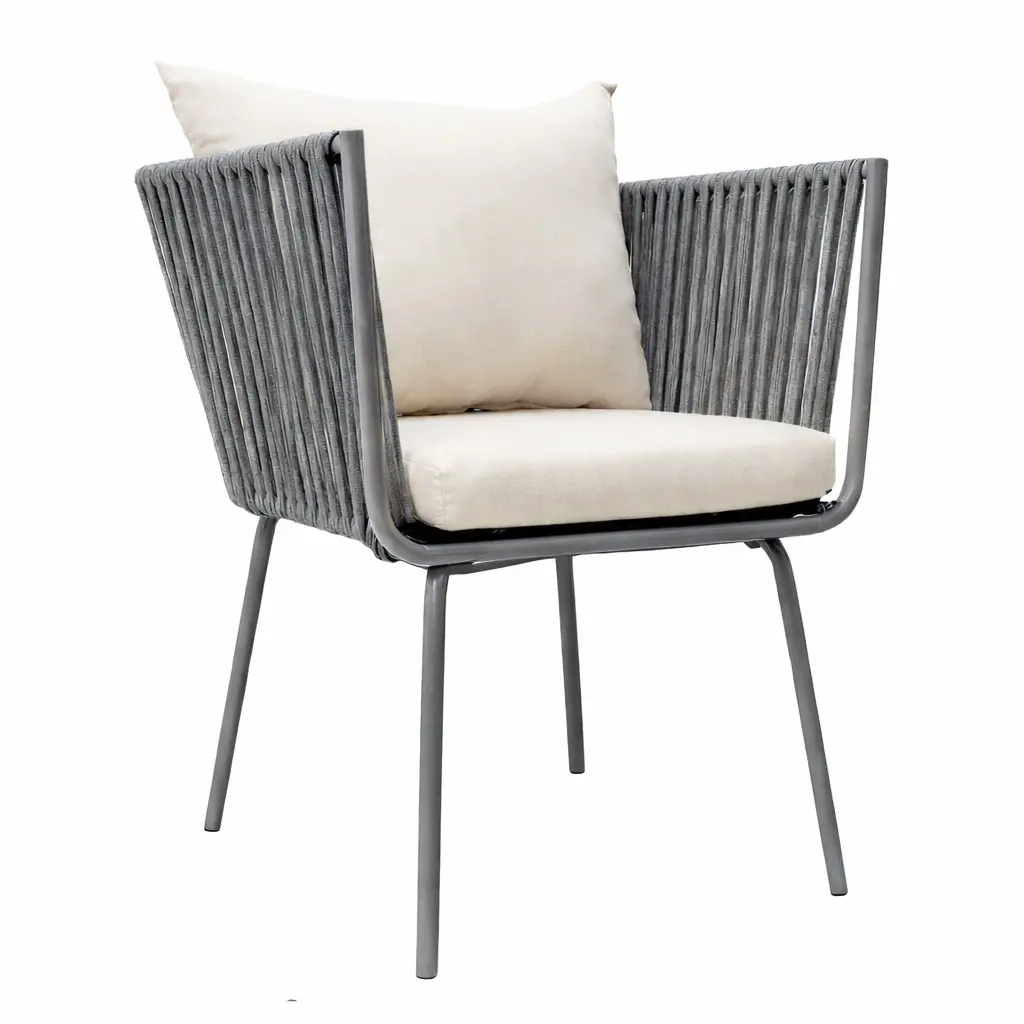 Chetumal silla metal gris cuerda gris cojinería // Exterior techado