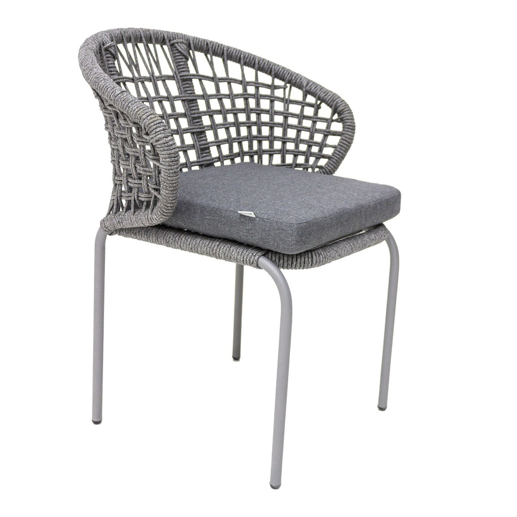 Chamela silla metal gris cuerda gris cojín // Exterior techado