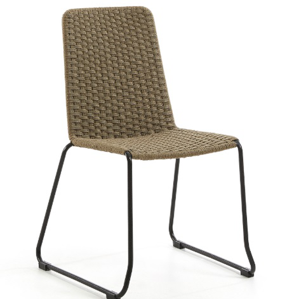 Cocula silla metal negro cuerda beige // Exterior techado