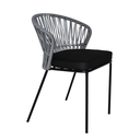 Etzatlan silla estibable metal negro cuerda gris cojín // Exterior techado