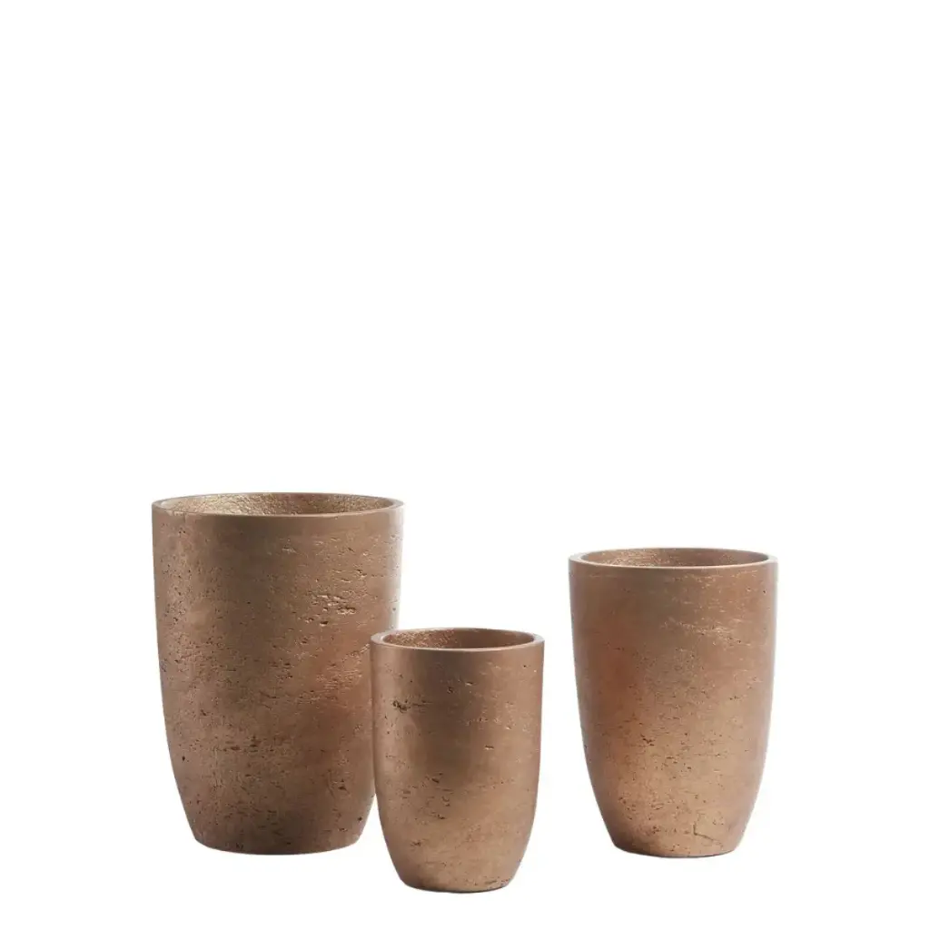 Low set de 3 maceteros cobre