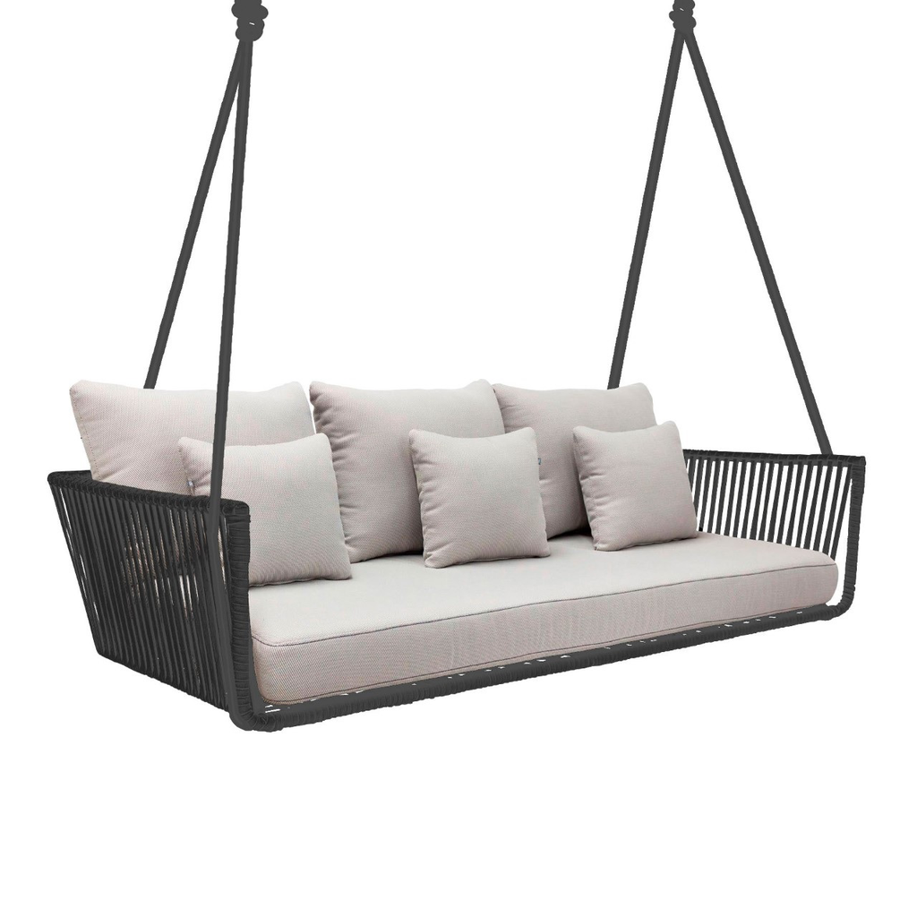 Vallarta columpio sofa cuerda gris tela loneta