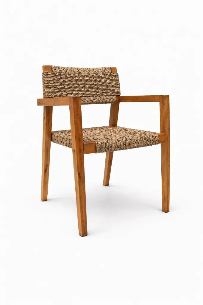Morelia silla madera metal beige cuerda nylon beige jaspeado // Exterior techado