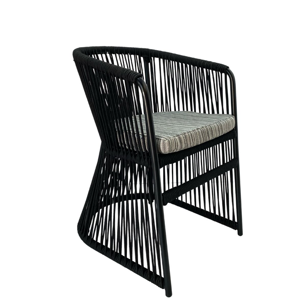 Jocotepec silla metal negro negro cuerda nylon cojín tela loneta // Exterior techado