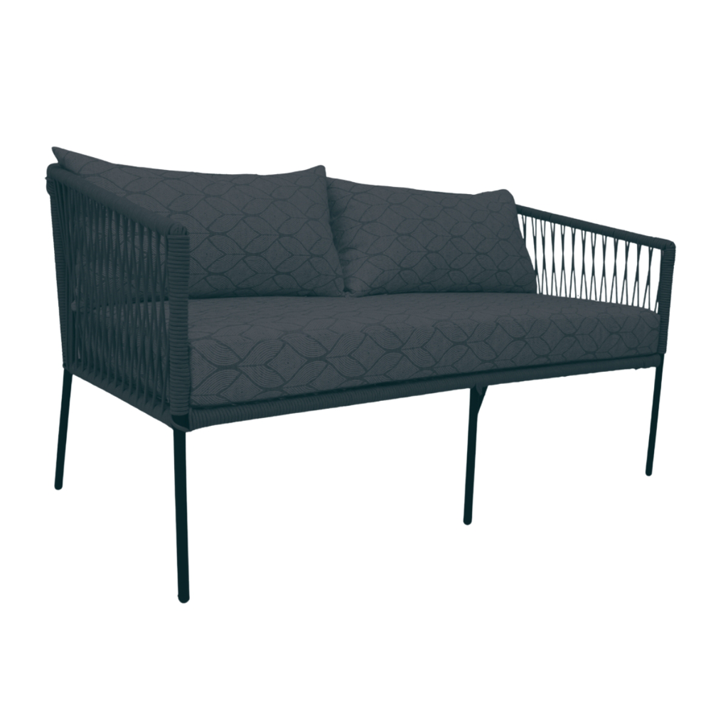 Tequila love seat acero galvanizado textilene negro y cojinería loneta // Exterior 100%