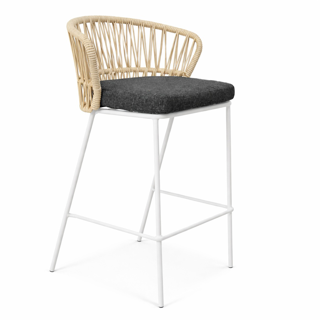 Etzatlan banco metal beige cuerda nylon beige cojín en tela loneta // Exterior techado