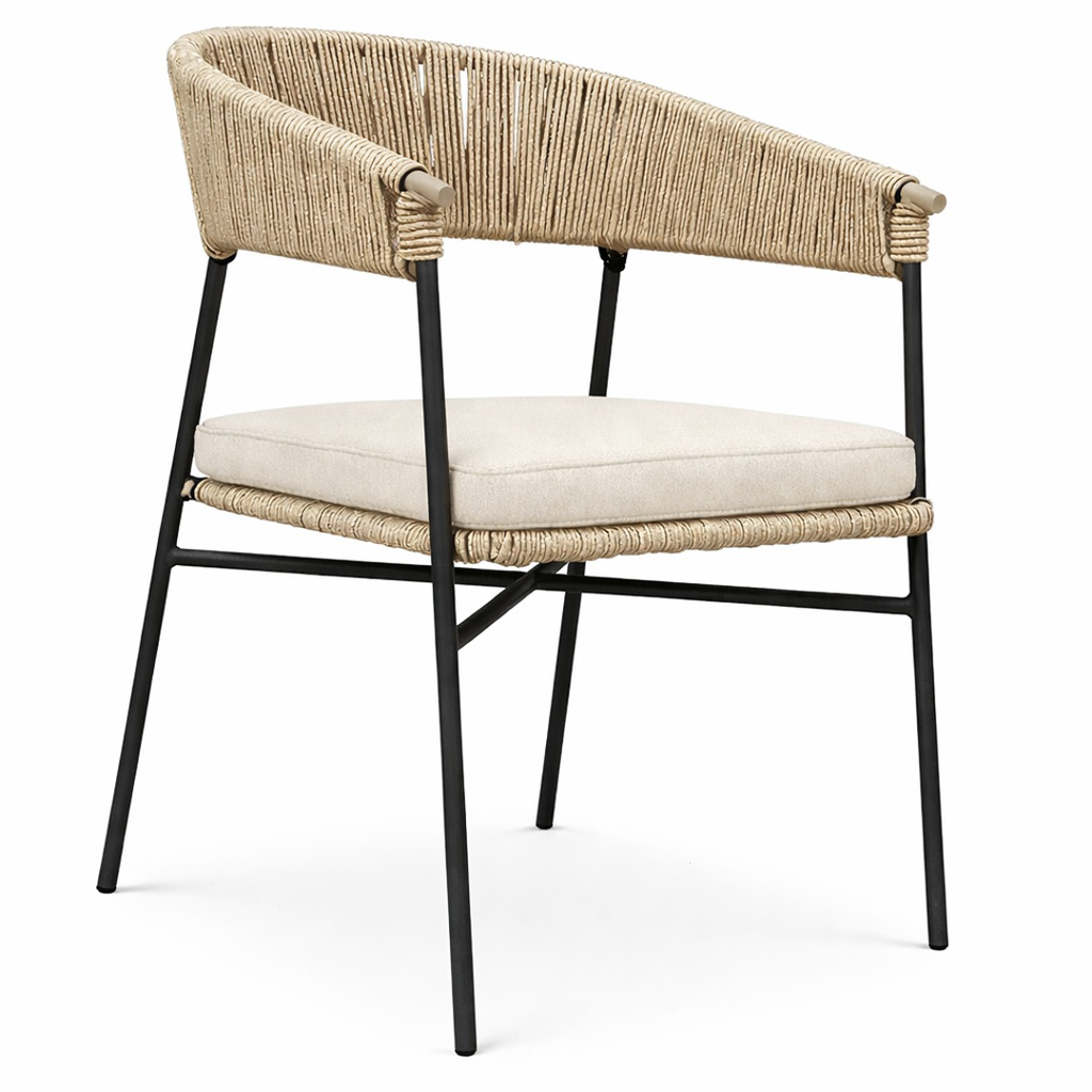 Zamora silla acero galvanizado cuerda textilene beige y cojín // Exterior 100%