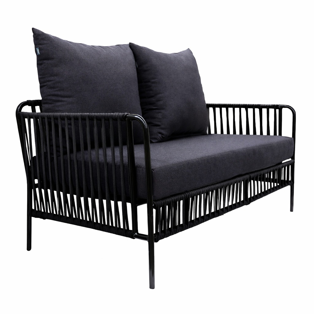 Chetumal love seat acero galvanizado negro textilene negro y loneta // Exterior 100%