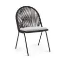 Stad silla metal negro cuerda nylon negra cojín tela loneta antidecoloración // Exterior techado 