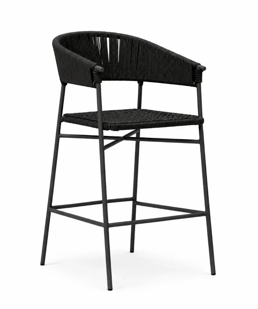 Zamora banco acero galvanizado negro cuerda textilene negra // Exterior 100% 