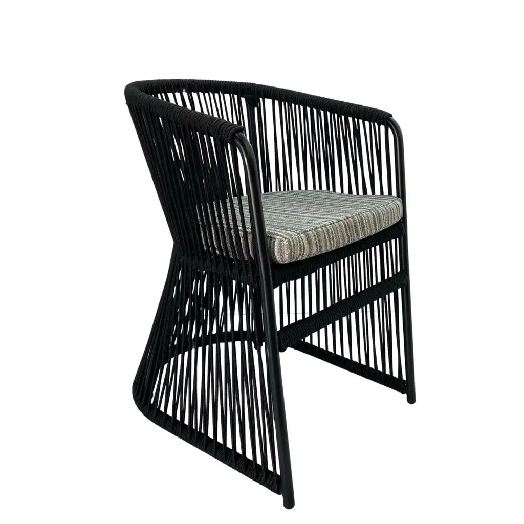 Jocotepec silla aluminio negro cuerda textilene cojín tela loneta // Exterior 100% 