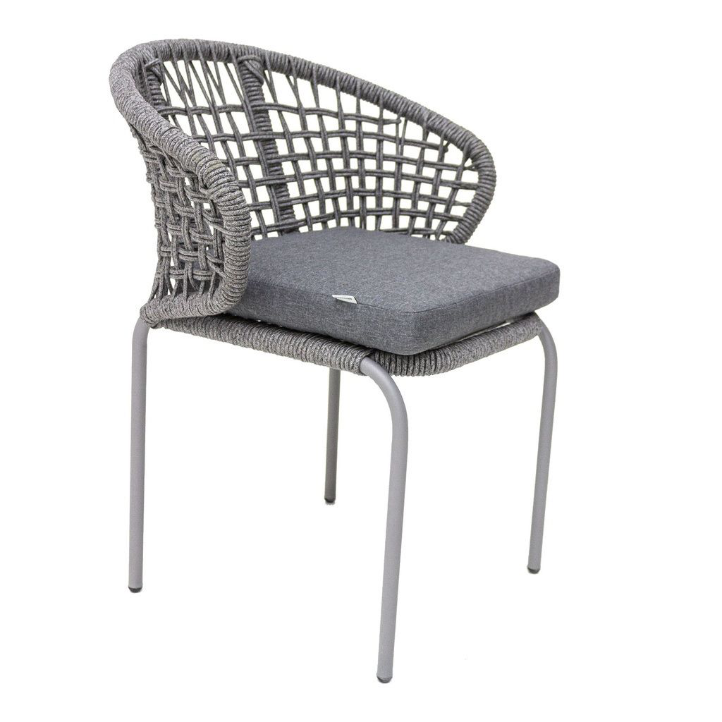 Chamela silla aluminio gris cuerda textilene gris cojín tela loneta // Exterior 100% 