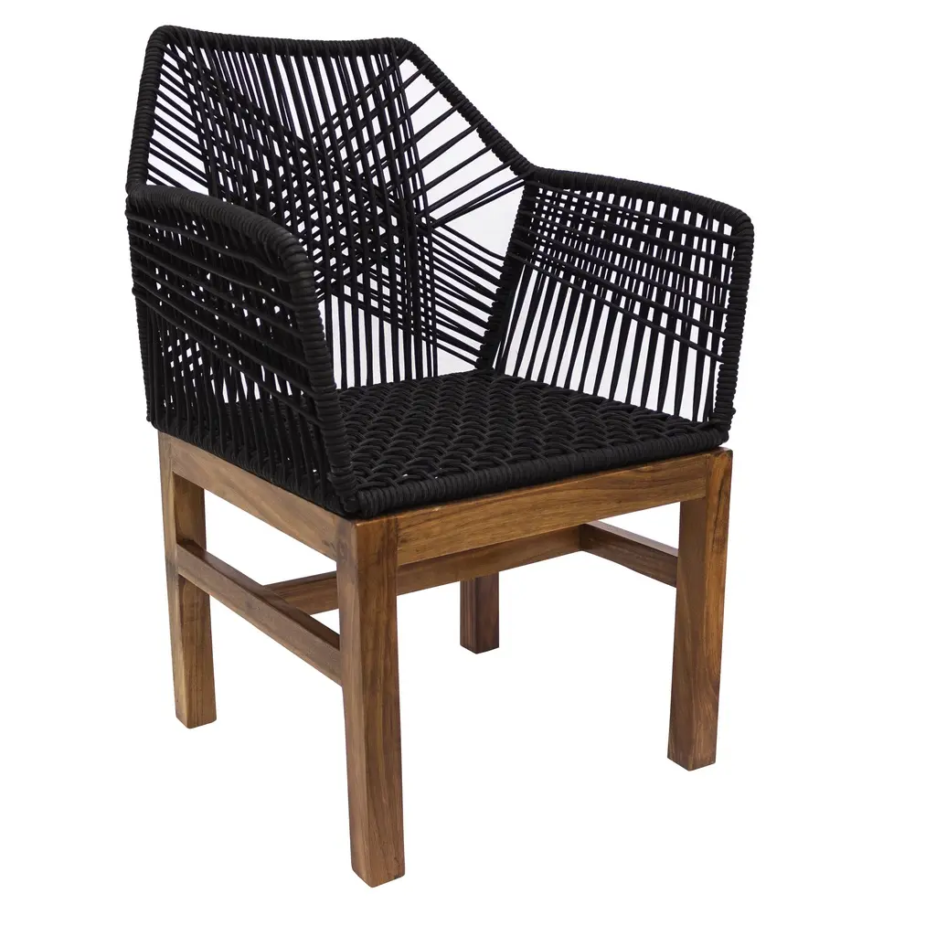 Mazunte silla acero galvanizado negro cuerda textilene negra // Exterior 100% 