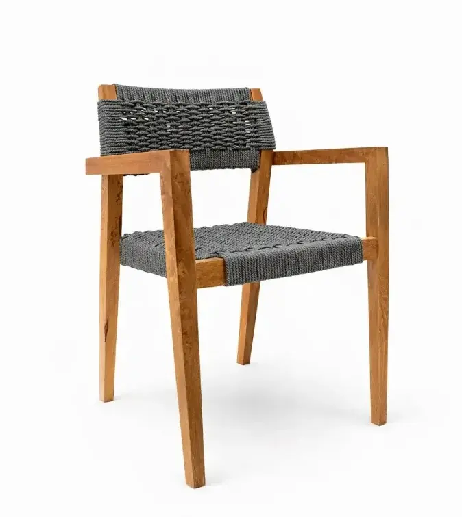 Morelia silla madera acero galvanizado negro cuerda textilene negro // Exterior 100% 