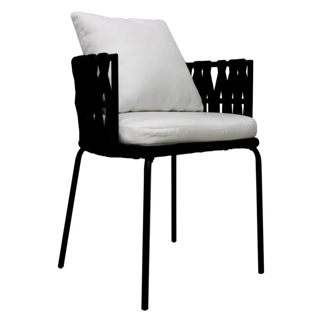 Veracruz silla acero galvanizado negro cuerda textilene negra cojineria tela loneta // Exterior 100% 