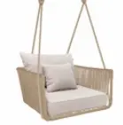 Vallarta columpio sillón metal beige cuerda beige cojinería // Exterior techado