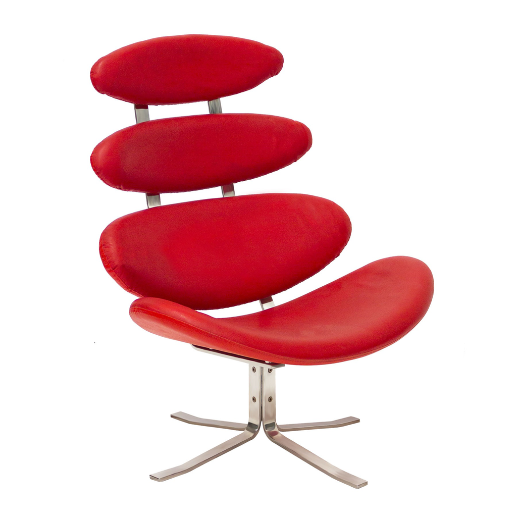 Corona lounge rojo con taburete // Outlet