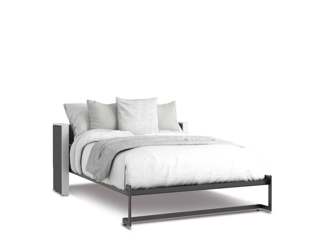 Esentelle base de cama queen size con laminado de madera color latte // MS