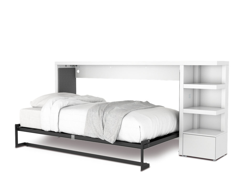 Kiddi cama individual abatible con laminado de madera color fresno // MS