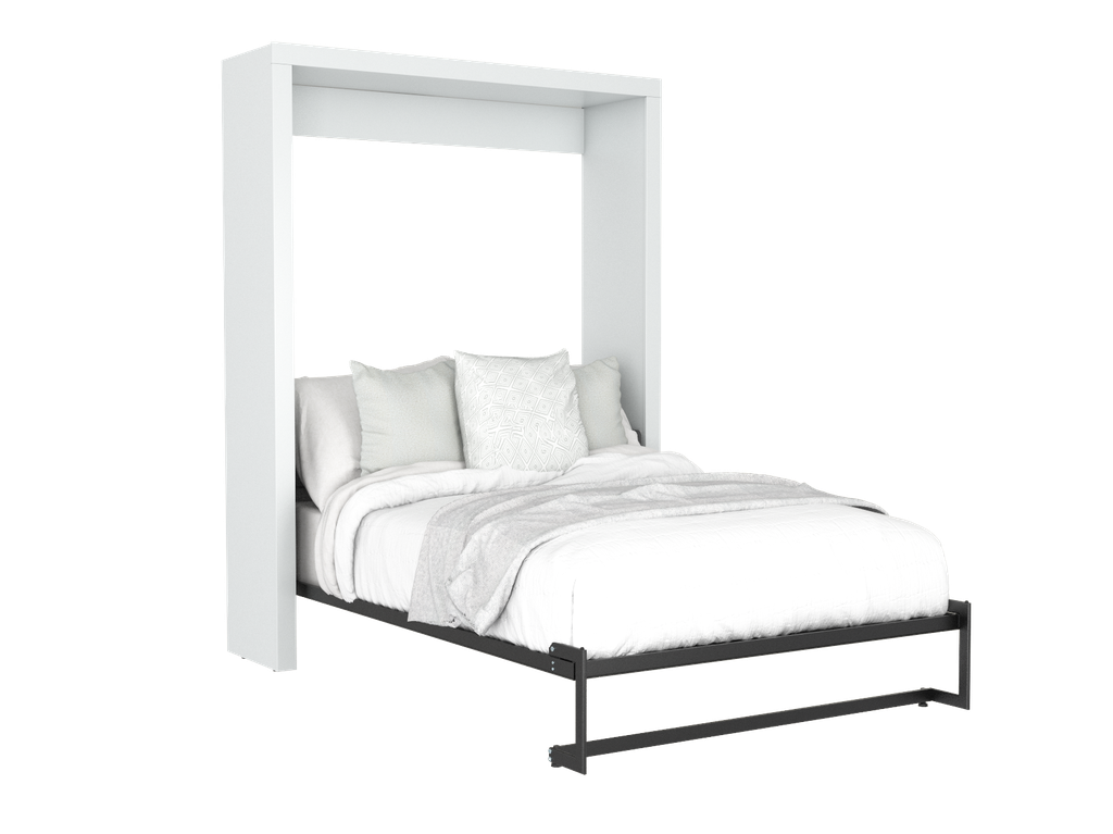 Lina base de cama matrimonial con laminado de madera color concreto // MS