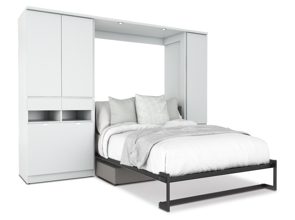 Todden conjunto de cama abatible,clóset,sofá y mesa matrimonial laminado de madera color blanca // MS