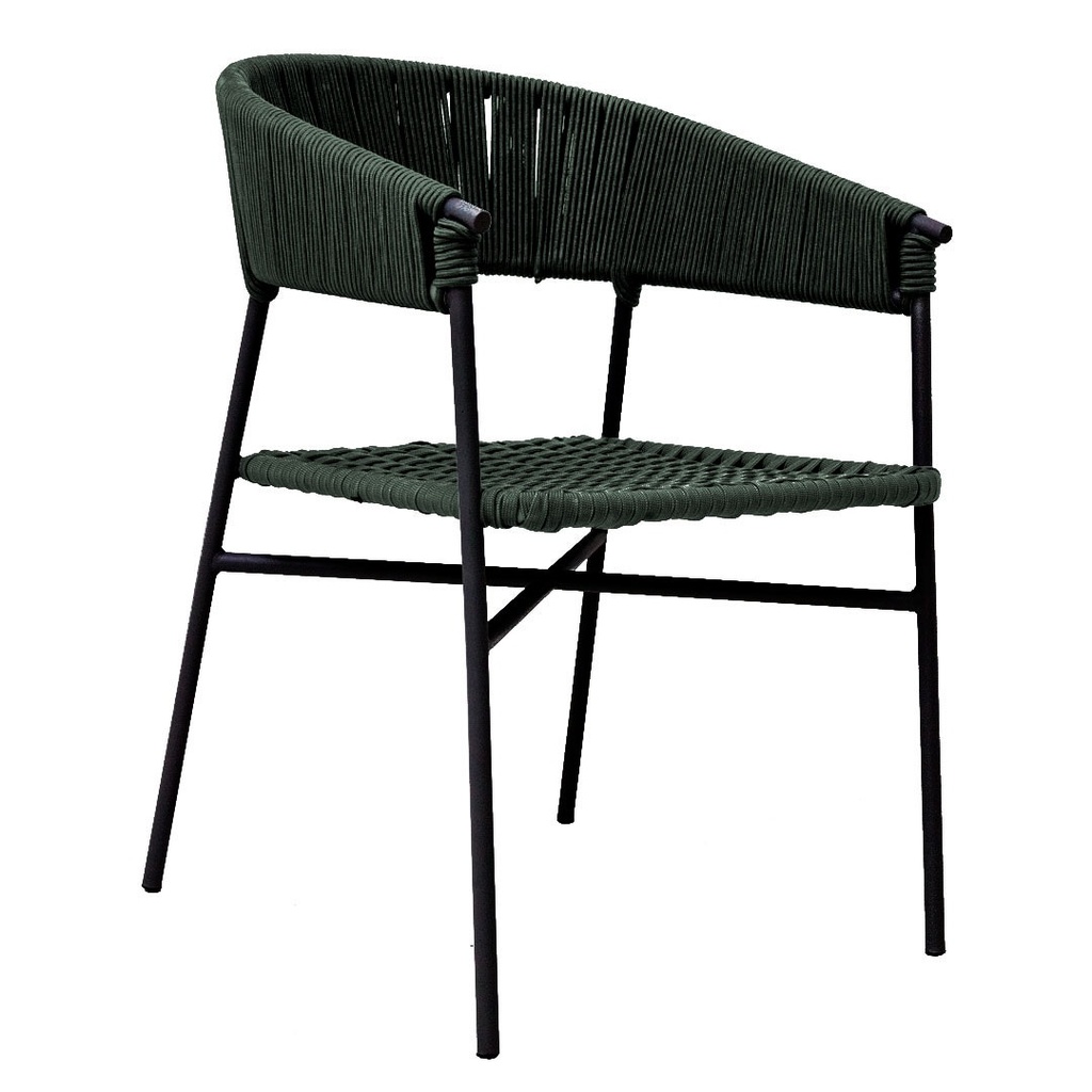 Zamora silla metal negro cuerda verde