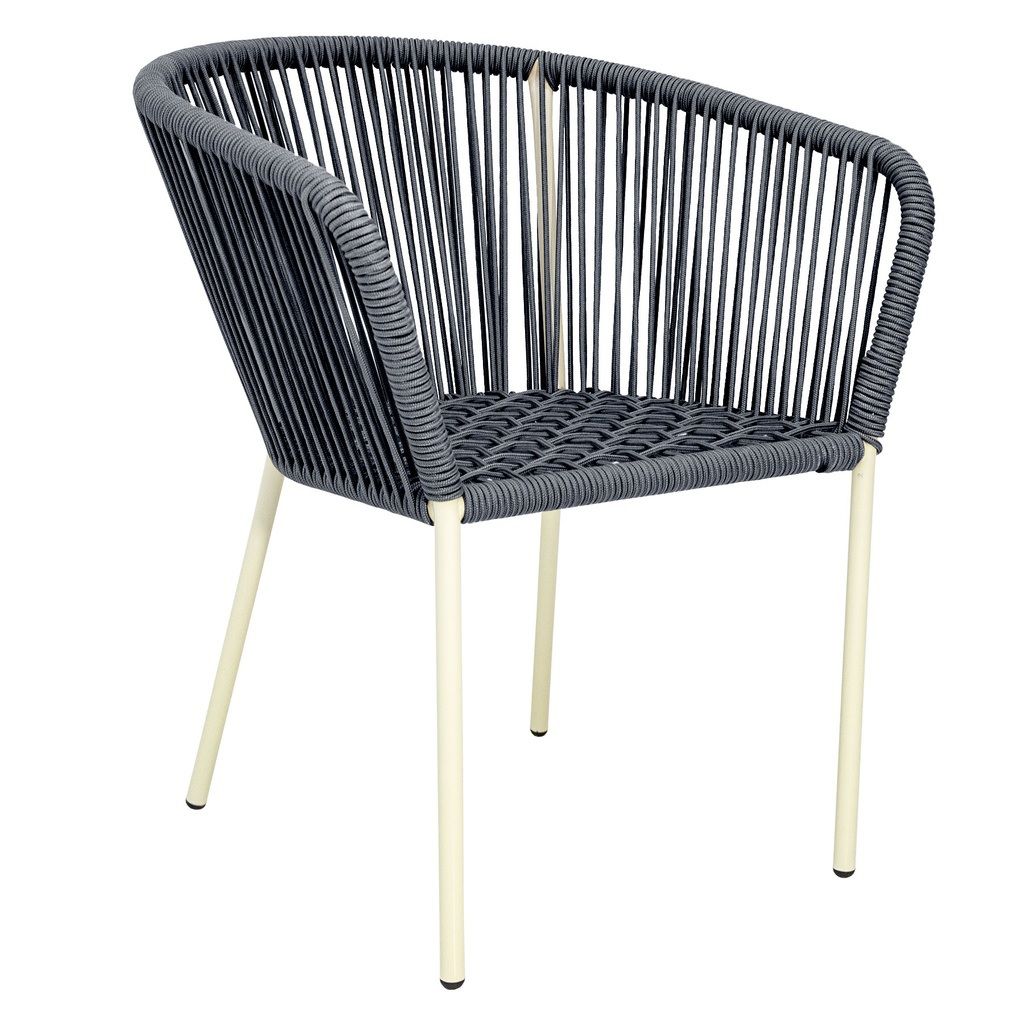 Ameca silla estructura beige cuerda gris jaspeado